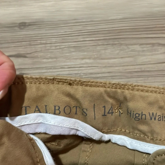 Talbots Patch Pocket Crop Chinos Khaki Tan Straight leg Womens size 14 Neutral - Picture 5 of 14